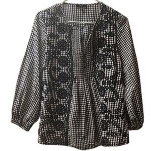 J. Crew Gingham Top With Eyelet Embroidery Detail